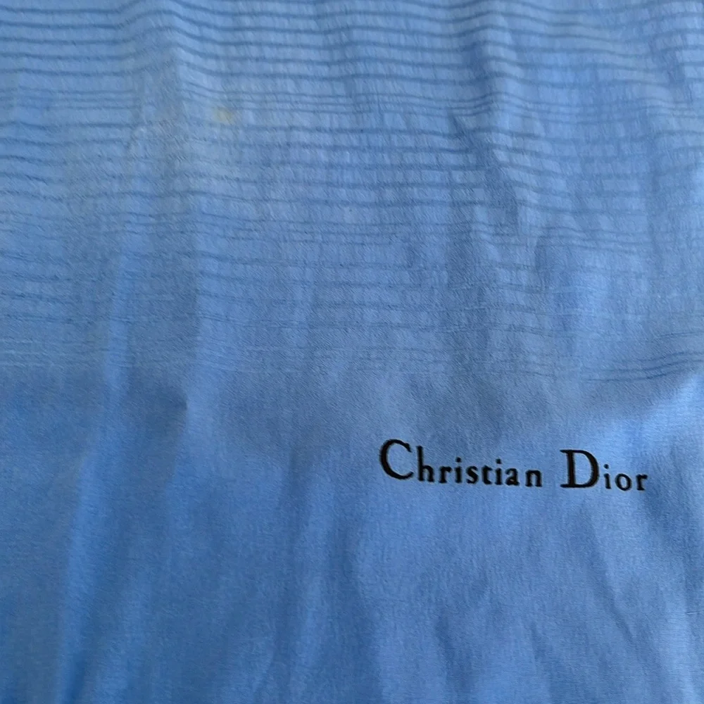 Christina dior blue cobalt silk scarf with super thin stripe detail hand rolled